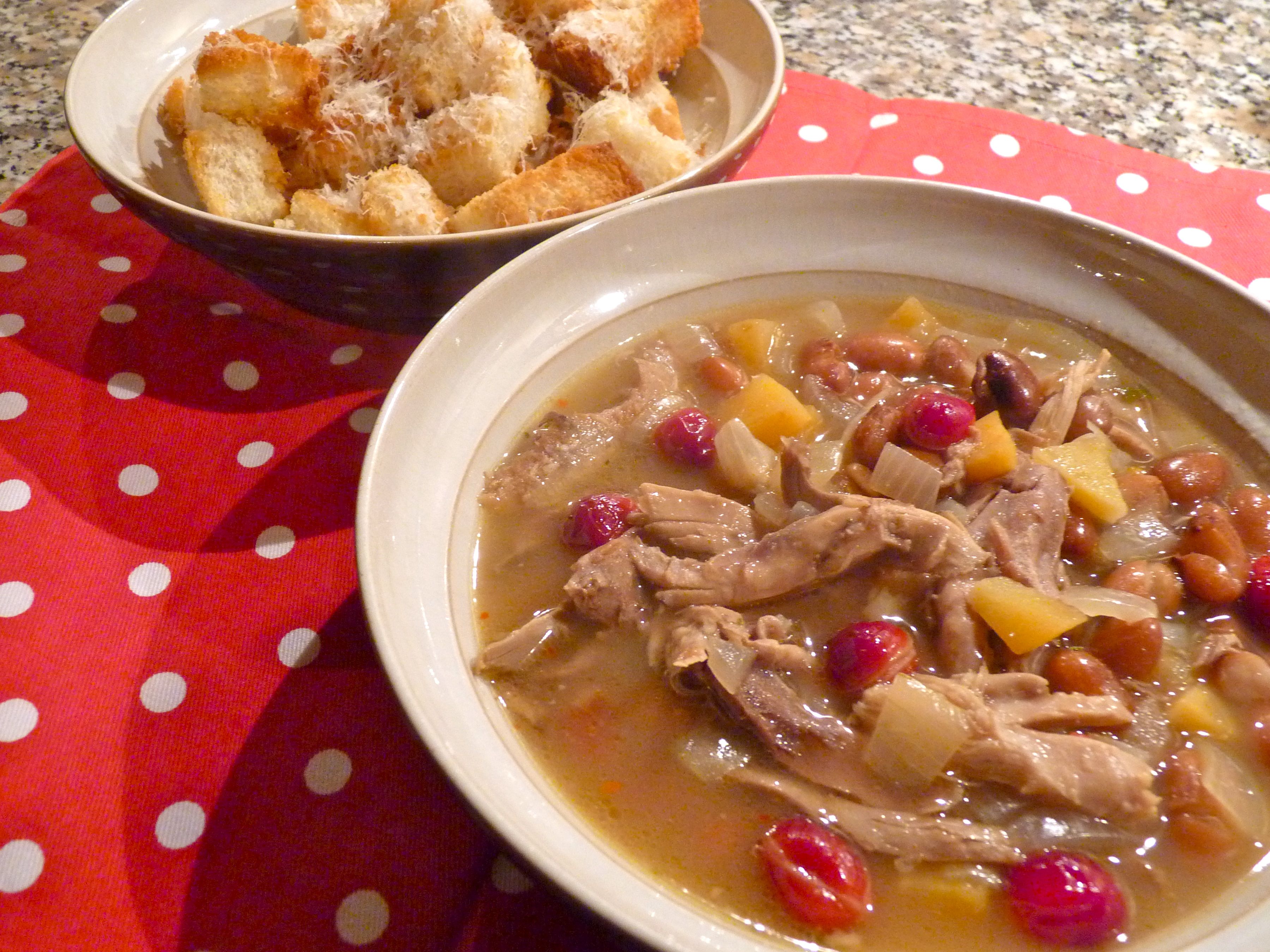chicken, borlotti and cranberry soup