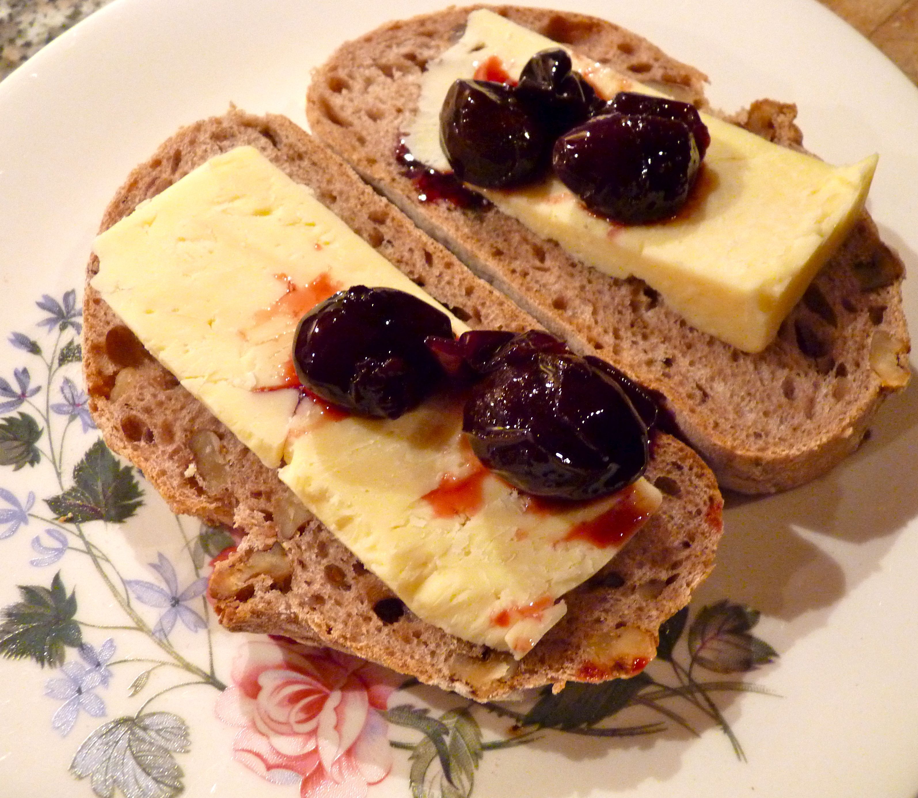 pickled damsons and cheese