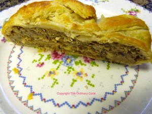 slice mushroom wellington